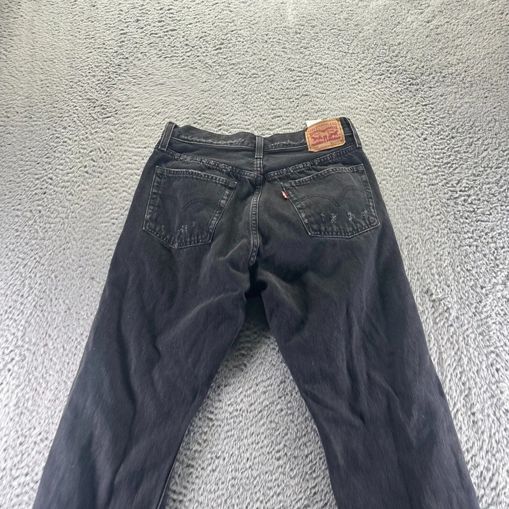 Levi's 501 Jeans Mens 28x30 Black Cotton Denim Straight Distressed Workwear